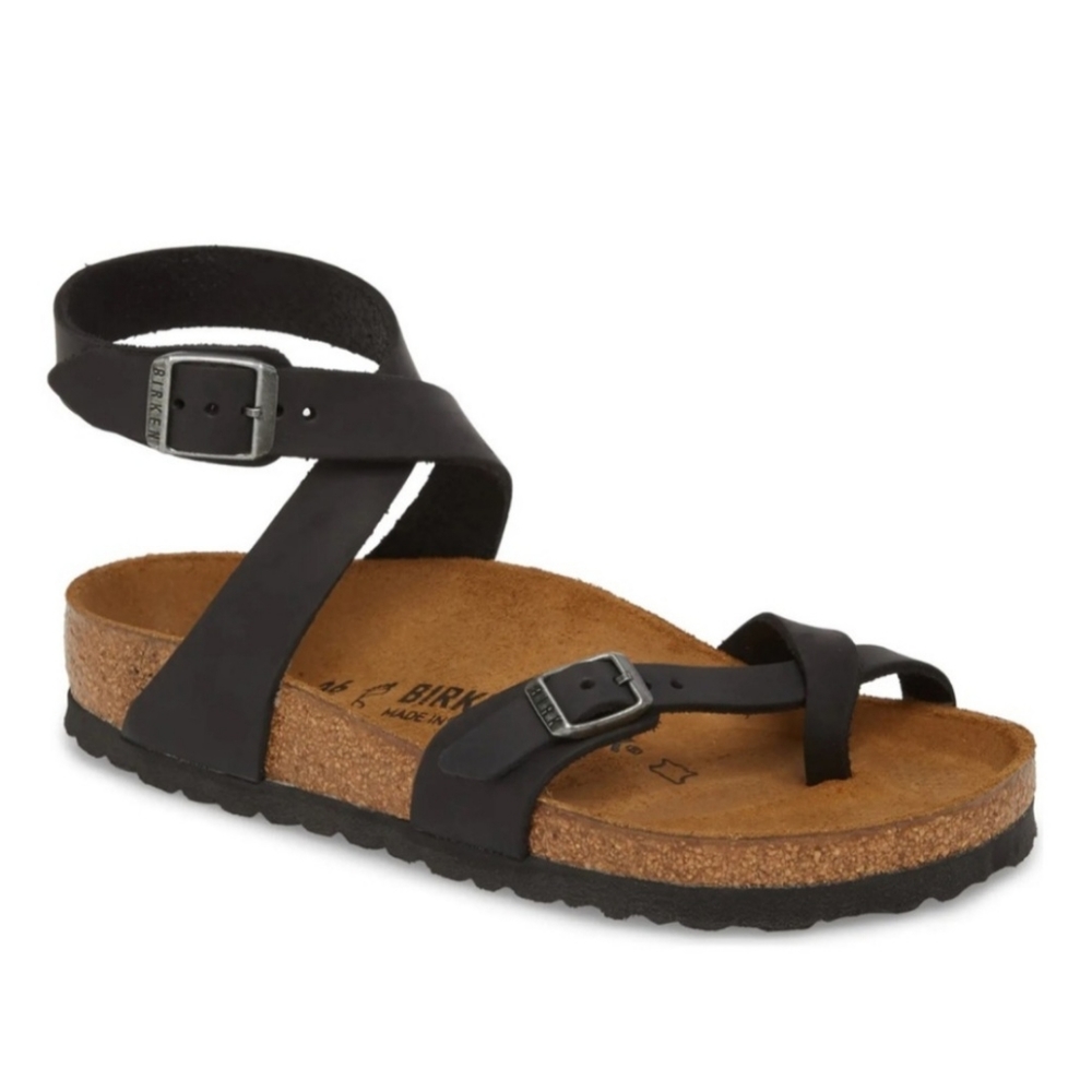 Birkenstock black leather Yara wrap sandals - like new!
